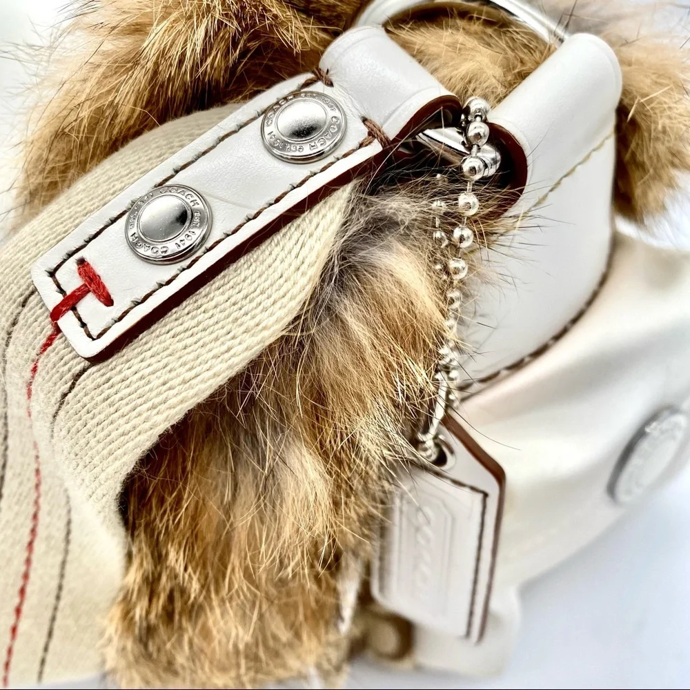 EUC COACH Fur Signature Ski Flap Shoulder Bag - Picture 8 of 16